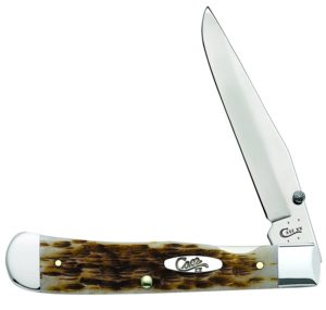 Case Amber Bone CV Trapperlock Pocket Knife with Clip