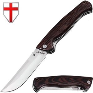 Folding Knife - Classic Pocket Knife with Wooden Inlays on Handle for EDC and Outdoor