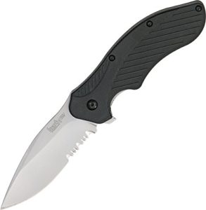 Kershaw Clash Serrated (1605ST); Folding Pocketknife with 3.1” Bead-Blasted Finished Stainless Steel Blade