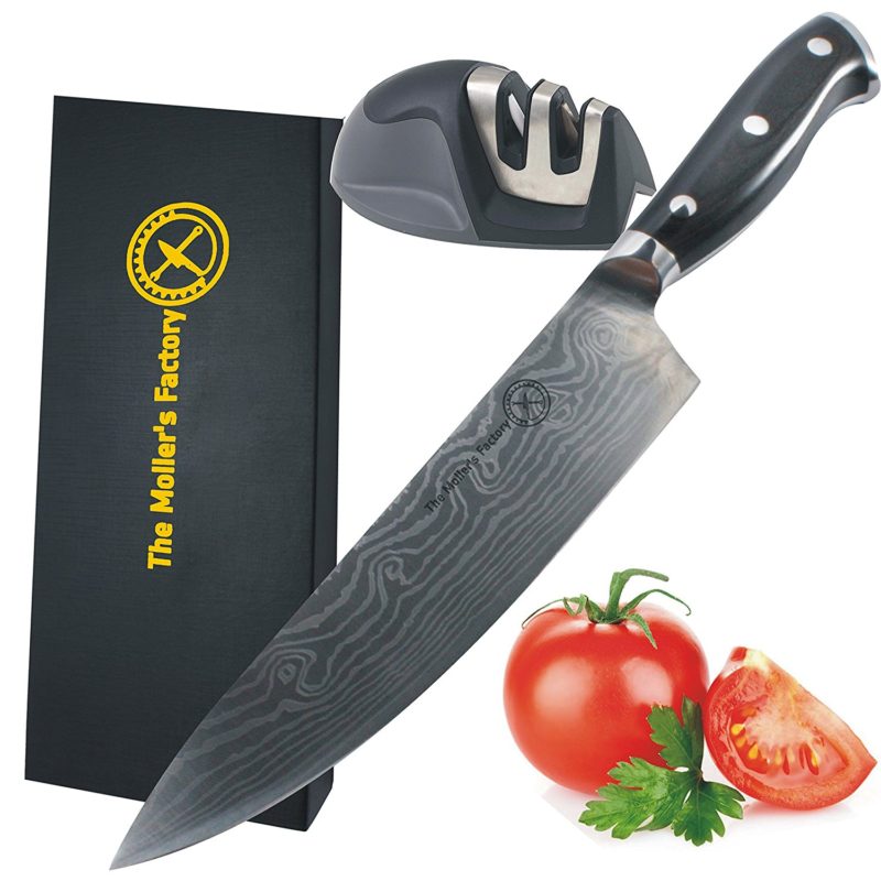Professional Sharp Chef Knife 8 Inch Blade, Wooden Ergonomic Handle