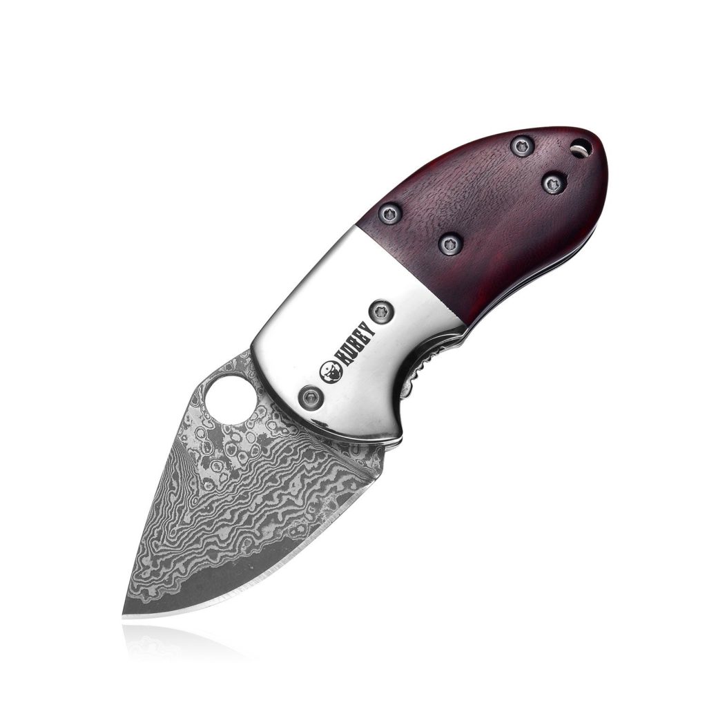 KUBEY KU66 Folding Pocket Knife with Rosewood Handle and Drop Point Blade