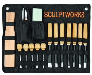 Whittling Wood Carving Tool Set 16 Piece from SculptWorks includes Beginners Whittling knife