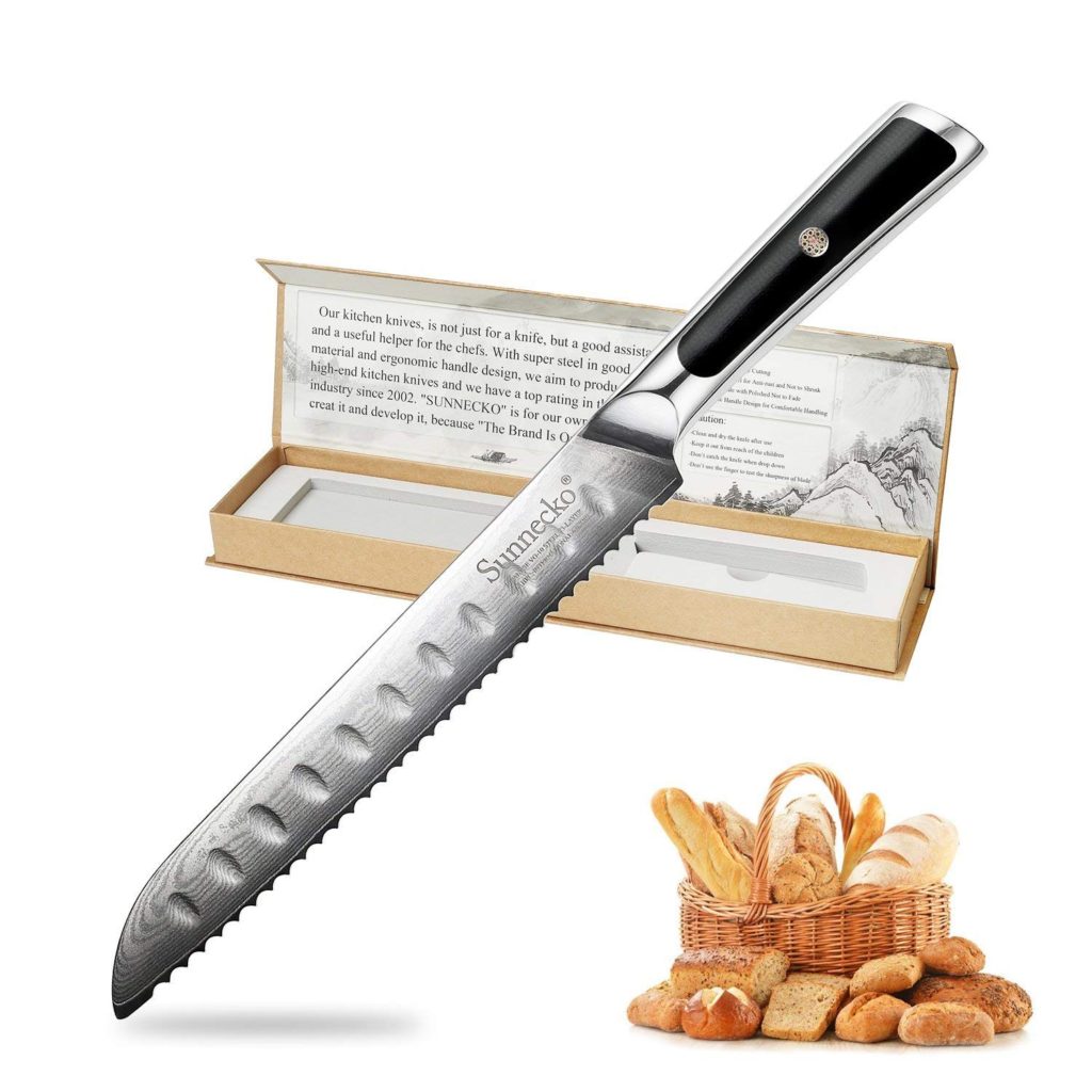 Kitchen Knife 8inch Bread Knife Japanese Damascus High Carbon Stainless Steel Professional Serrated Bread Slicer Knife