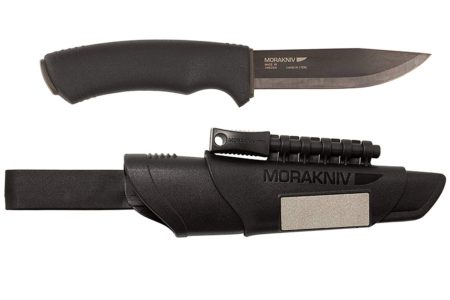 Morakniv Bushcraft Carbon Steel Survival Knife with Fire Starter and Sheath, Black