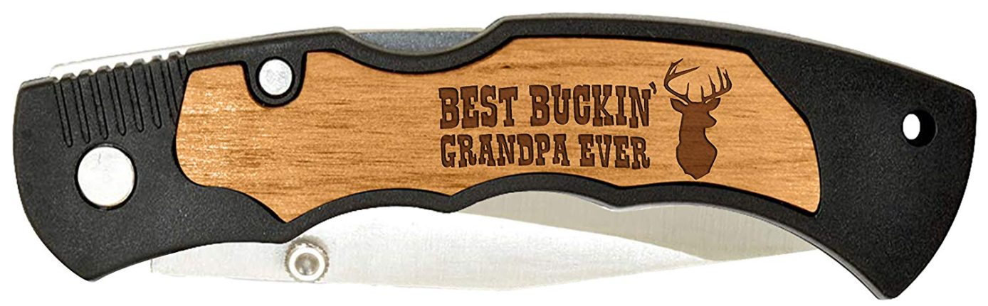 Father's Day Gift Best Buckin Dad Grandpa Ever Laser Engraved Pocket Knife