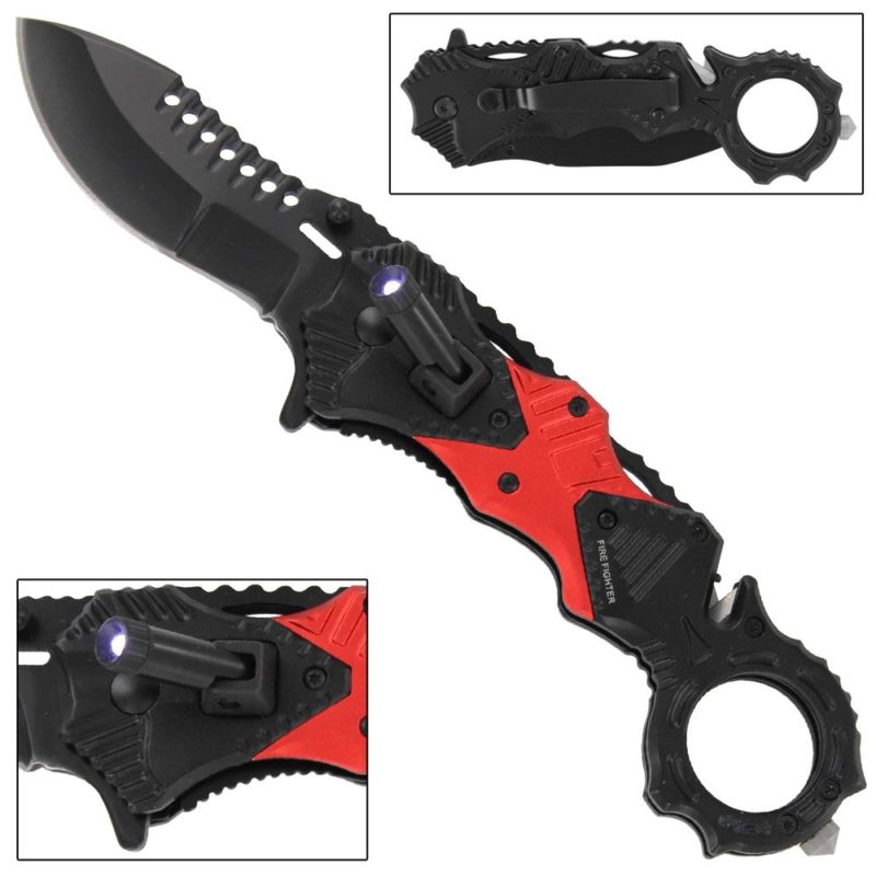 up in Smoke Fire Fighter Tactical Emergency Pocket Knife