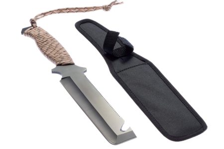 SE KFD233 12-Inch Black Full Tang Hunting Knife with Gut Hook