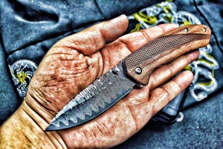 ENNSUN Damascus Pattern Spring Assisted Folding Pocket