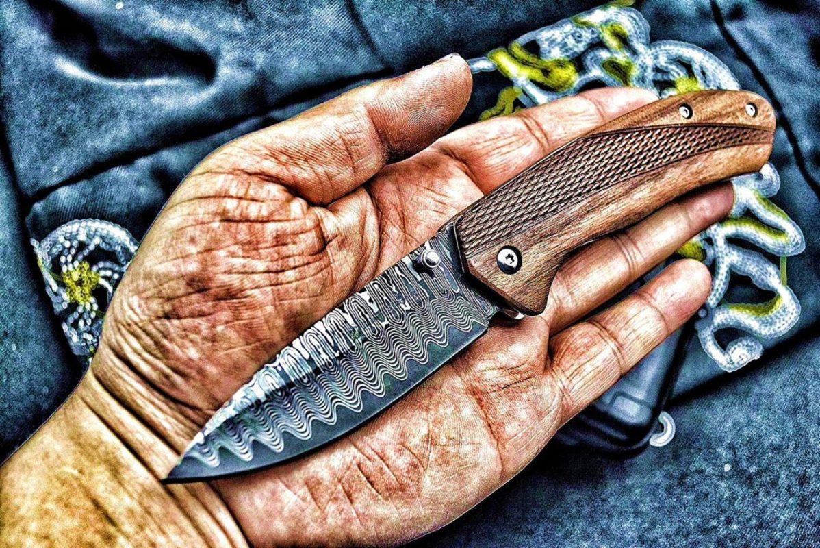 ENNSUN Damascus Pattern Spring Assisted Folding Pocket