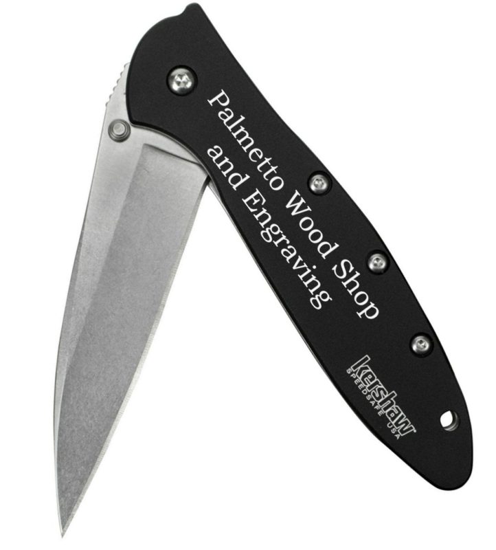 Kershaw Leek 1660SWBLK, Personalized Engraved Anodized Aluminum Black Handle Pocket Knife