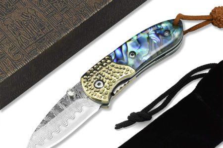 NedFoss Damascus Folding Pocket Knife