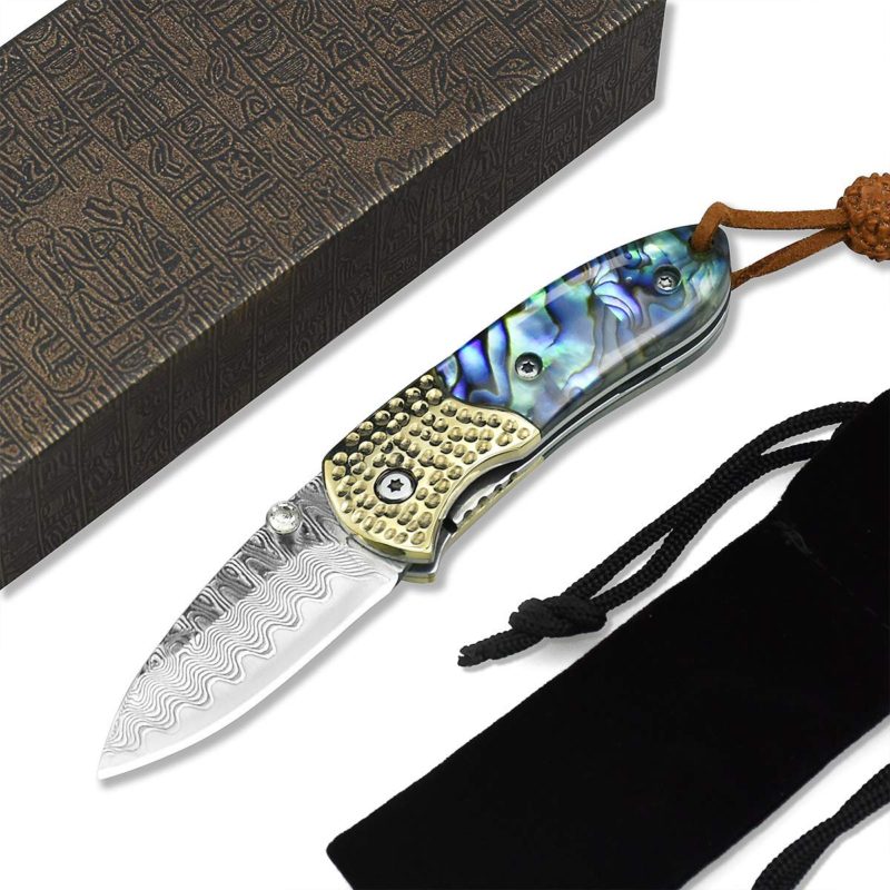 NedFoss Damascus Folding Pocket Knife