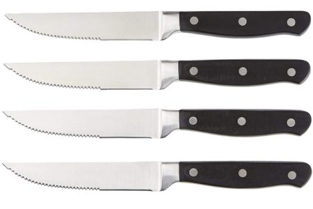 AmazonBasics Premium 8-Piece Kitchen Steak Knife Set, Black