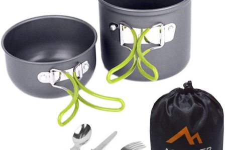 Aoduoer Camping Cookware Mess Kit Outdoor Cooking Equipment Cookset