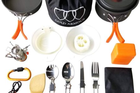 Gold Armour 17 Pieces Camping Cookware Mess Kit