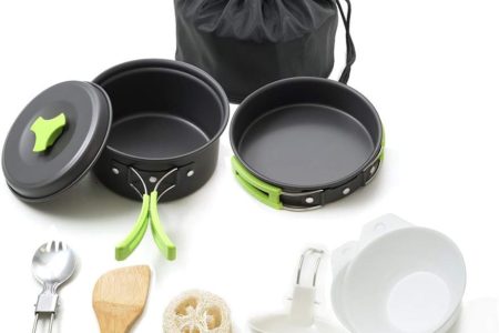 Honest Portable Camping Cookware Mess Kit Folding Cookset