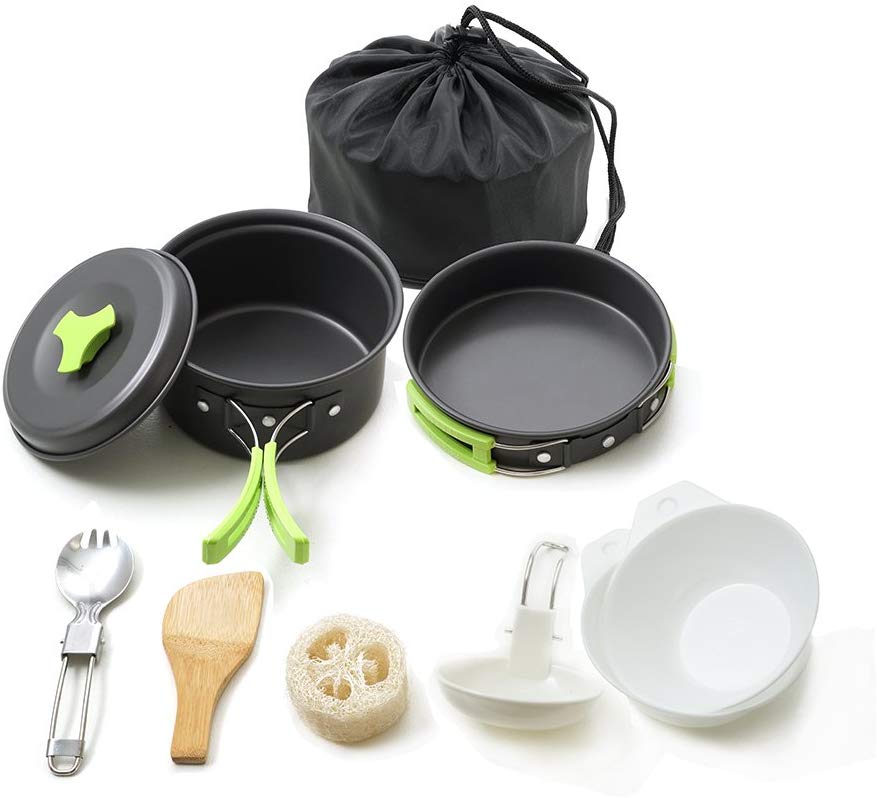 Honest Portable Camping Cookware Mess Kit Folding Cookset