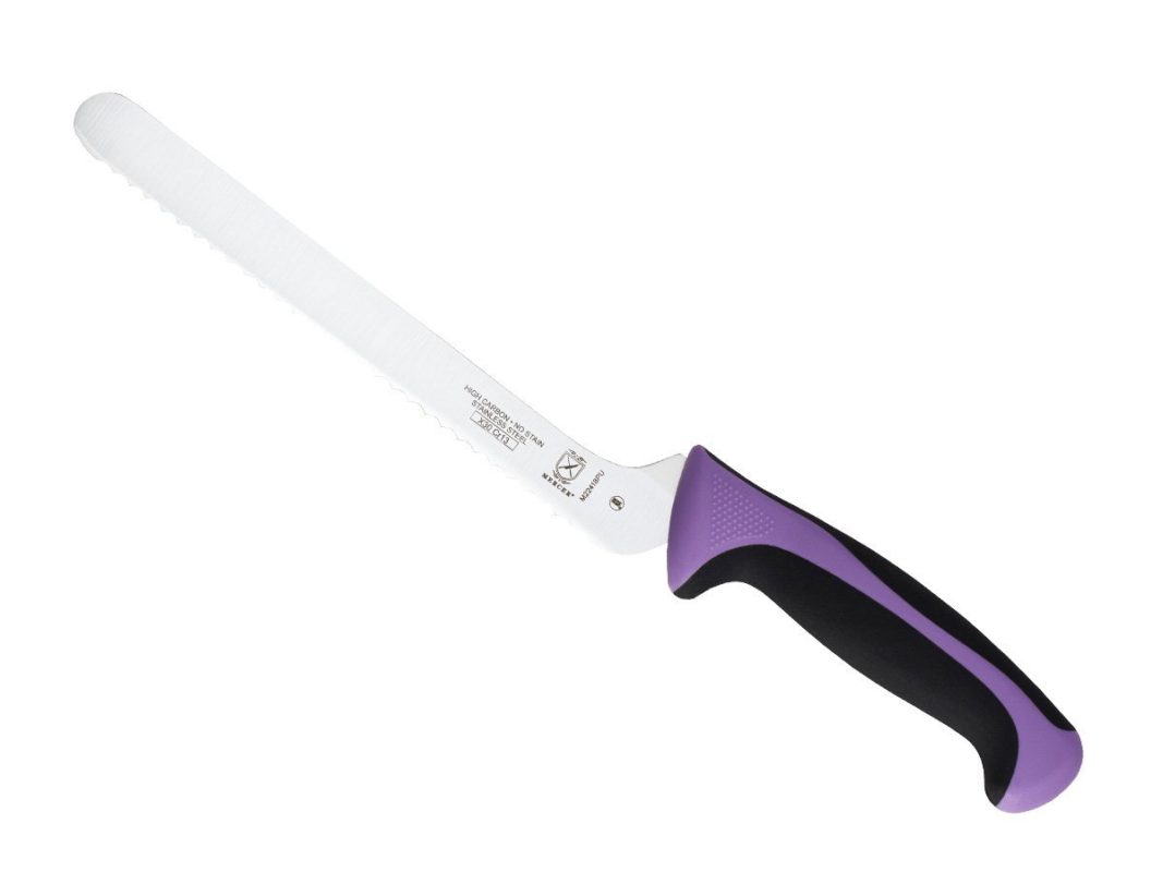 Mercer Culinary M22418PU Millennia 8-Inch Offset Wavy Edge Bread Knife, Purple