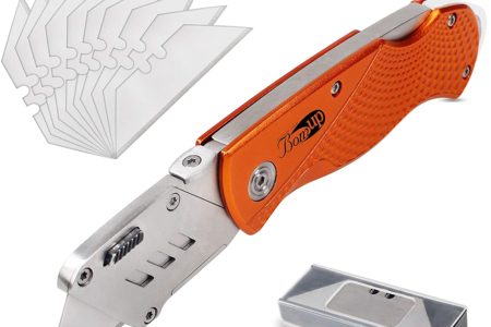 Folding Pocket Utility Knife, Heavy Duty Box Cutter with Holster