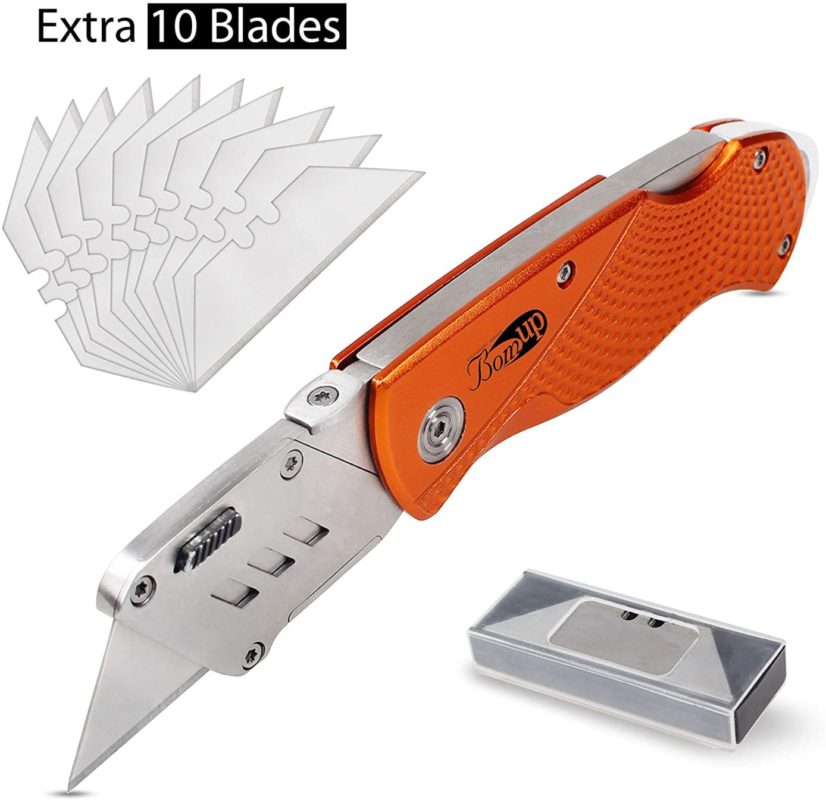 Folding Pocket Utility Knife, Heavy Duty Box Cutter with Holster
