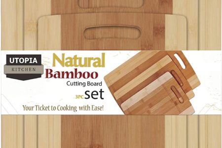 Utopia Kitchen 3 Piece Natural Bamboo Cutting Boards with Juice Grooves