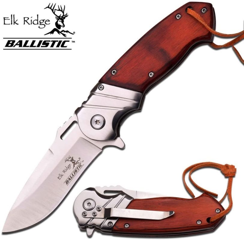 Elk Ridge 8 Wood Gentleman SPRING ASSISTED OPEN Hunting Folding POCKET KNIF