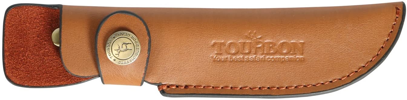 TOURBON Brown Leather Fixed Blade Knife Sheath with Snap Closure