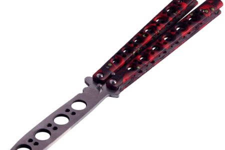 Andux Land Folding Trainer Stainless Steel Flip Trick Practice Tool red