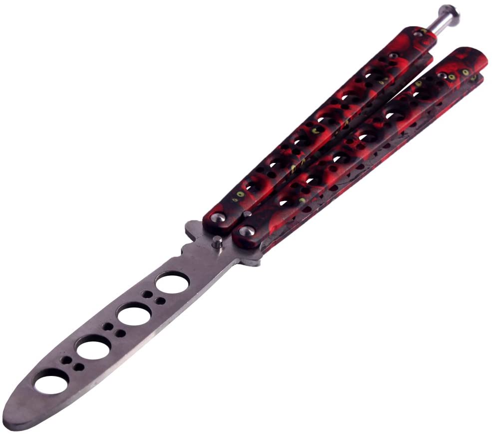 Andux Land Folding Trainer Stainless Steel Flip Trick Practice Tool red