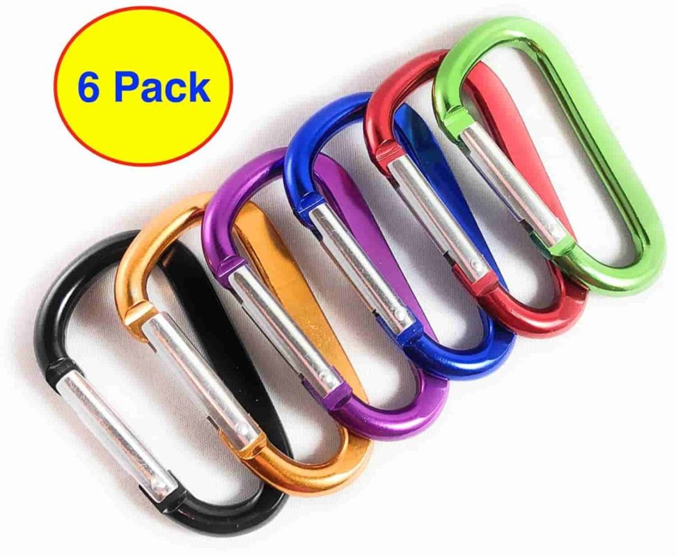 6pcs Aluminum Carabiner D-Ring Key Chain Keychain Clip Hook Outdoor Buckle 