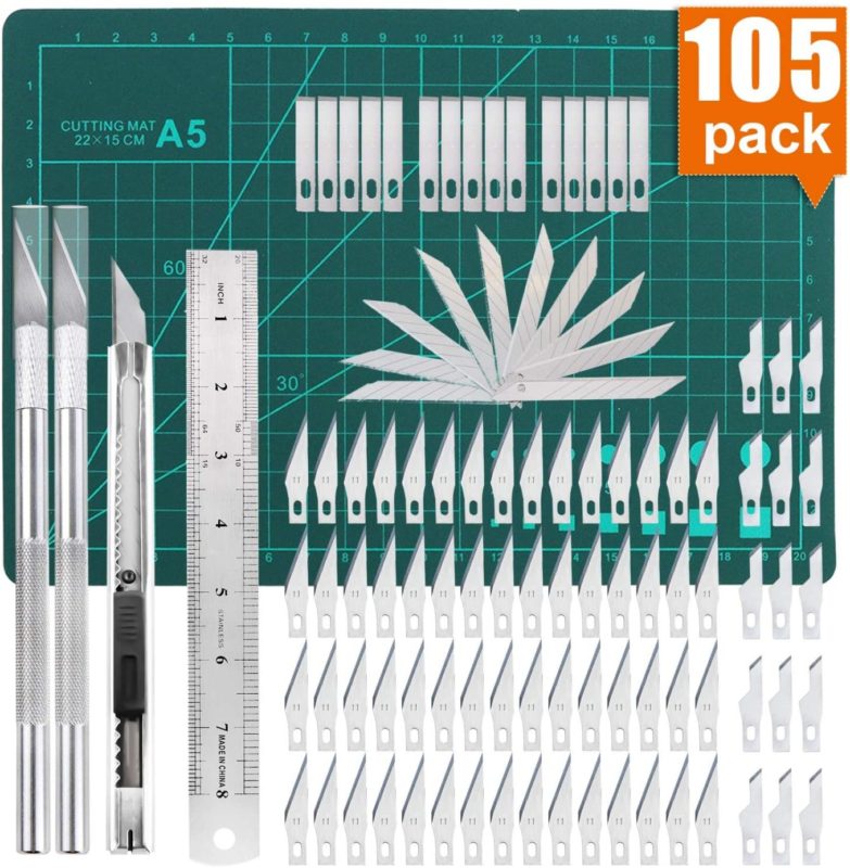 105 PCS Precision Carving Craft Hobby Knife Kit