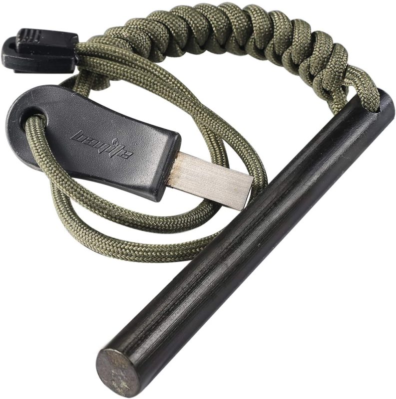 bayite 4 Inch Survival Ferrocerium Drilled Flint Fire Starter Ferro Rod Kit