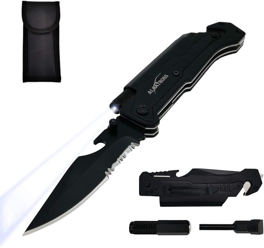 ALBATROSS Best 6-in-1 Survival Tactical Military Folding Pocket Knives
