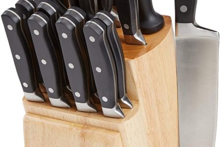 AmazonBasics Premium 18-Piece Kitchen Knife Block Set
