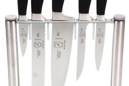 Mercer Culinary Genesis 6-Piece Forged Knife Block Set, Tempered Glass Block