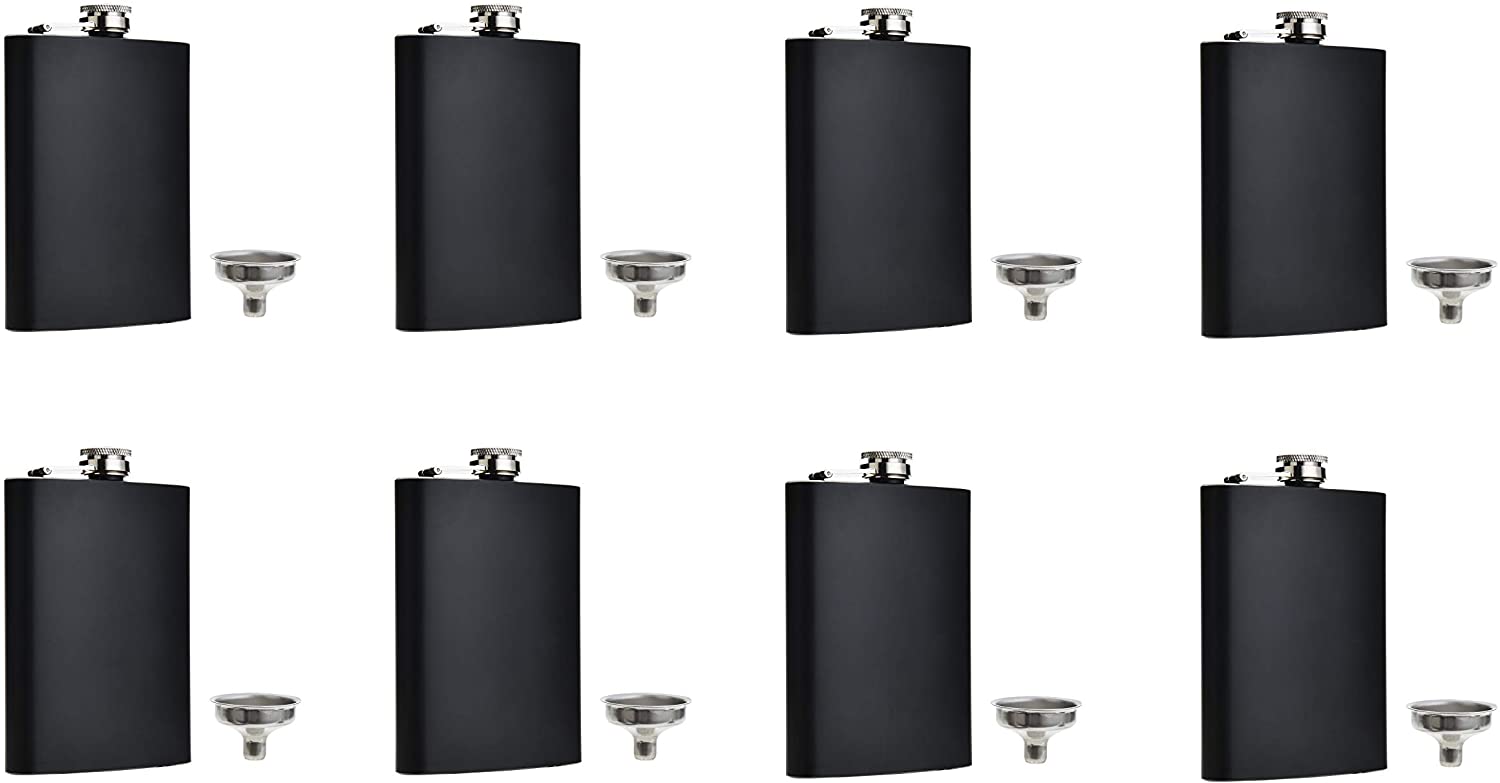 FF Elaine Black Flask Stainless Steel with Funnel