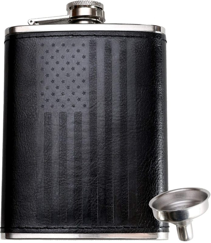 Leather Flask with American Flag by Home Aggressive