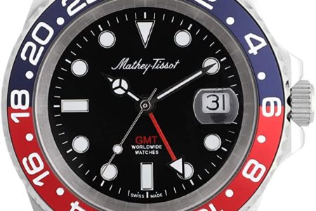 Mathey-Tissot Mathy Vintage GMT Black Dial Pepsi Bezel Men's Watch H903AR