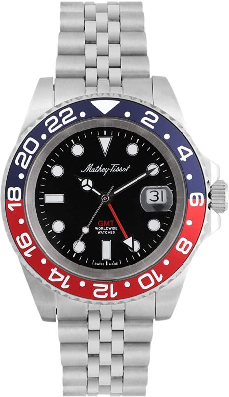 Mathey-Tissot Mathy Vintage GMT Black Dial Pepsi Bezel Men's Watch H903AR