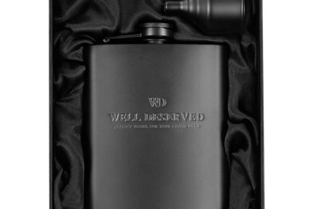 Matte Black Flask + Black Funnel + Black Canvas Pouch Gift Se