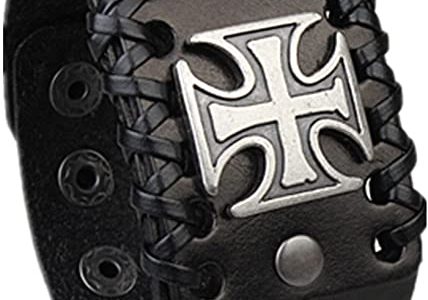 COOLLA Mens Retro Cross Adjustable Leather Wristband Cuff Bracelet Sl2801