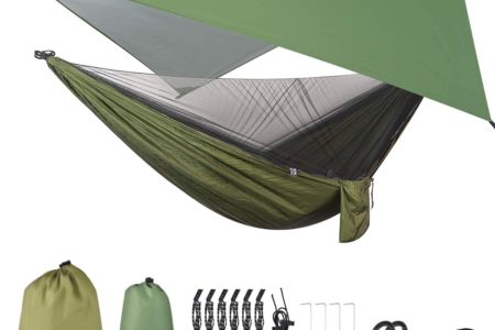 FIRINER Camping Hammock with Rain Fly Tarp and Mosquito Net Tent Tree Straps