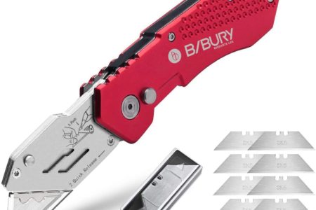 Utility Knife, BIBURY Upgraded Version Heavy Duty Box Cutter, Pocket Carpet knife