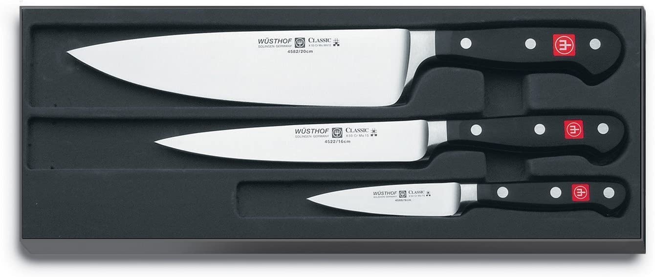 Wüsthof Classic High Carbon Steel 3 Piece Chef's Knife Set