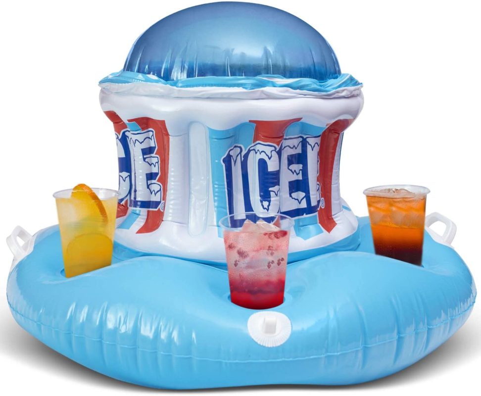 Icee Floating Inflatable Cooler Float with Zippered Compartment for Ice