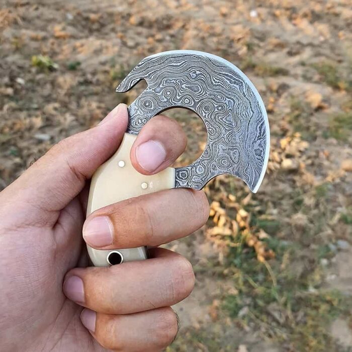 Damascus Mini Skinning EDC Knife