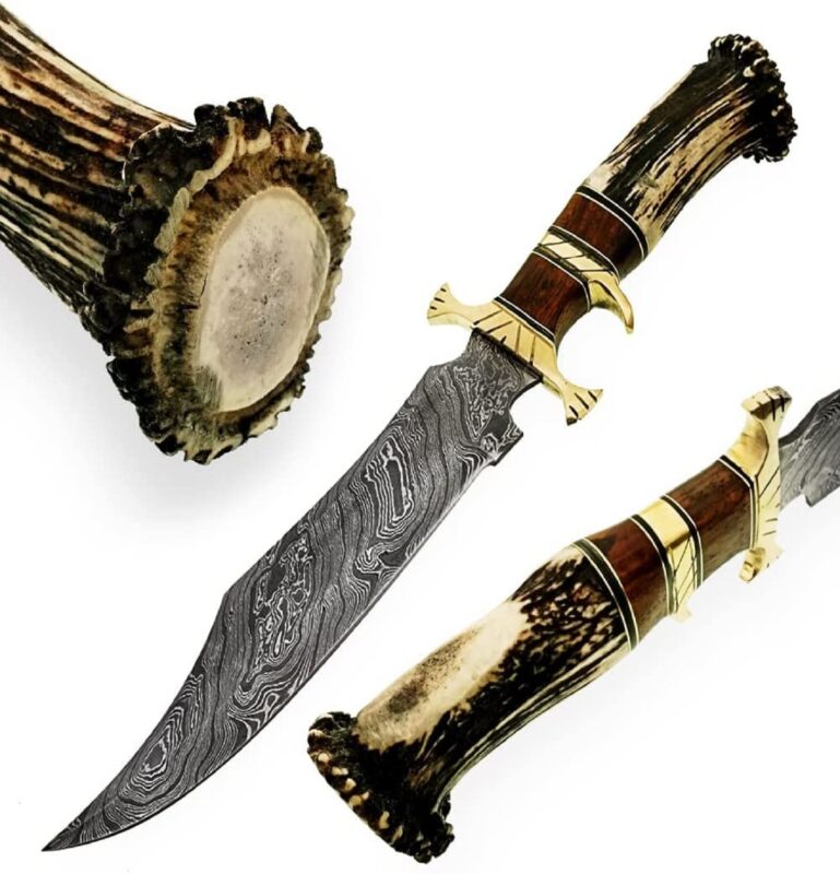 Damascus Steel Hunting Bowie Knife