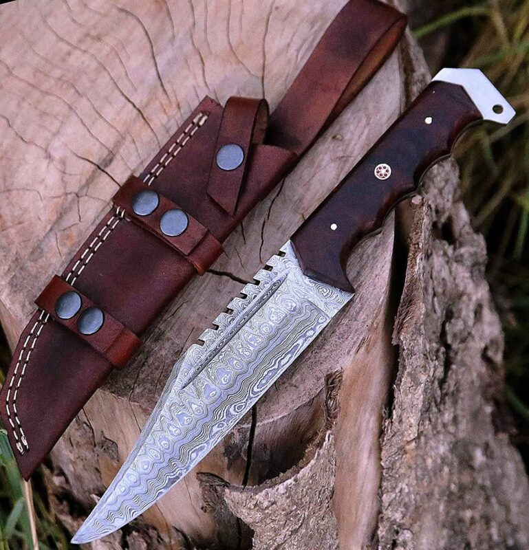 Fixed Blade Damascus Hunting Belt Knife