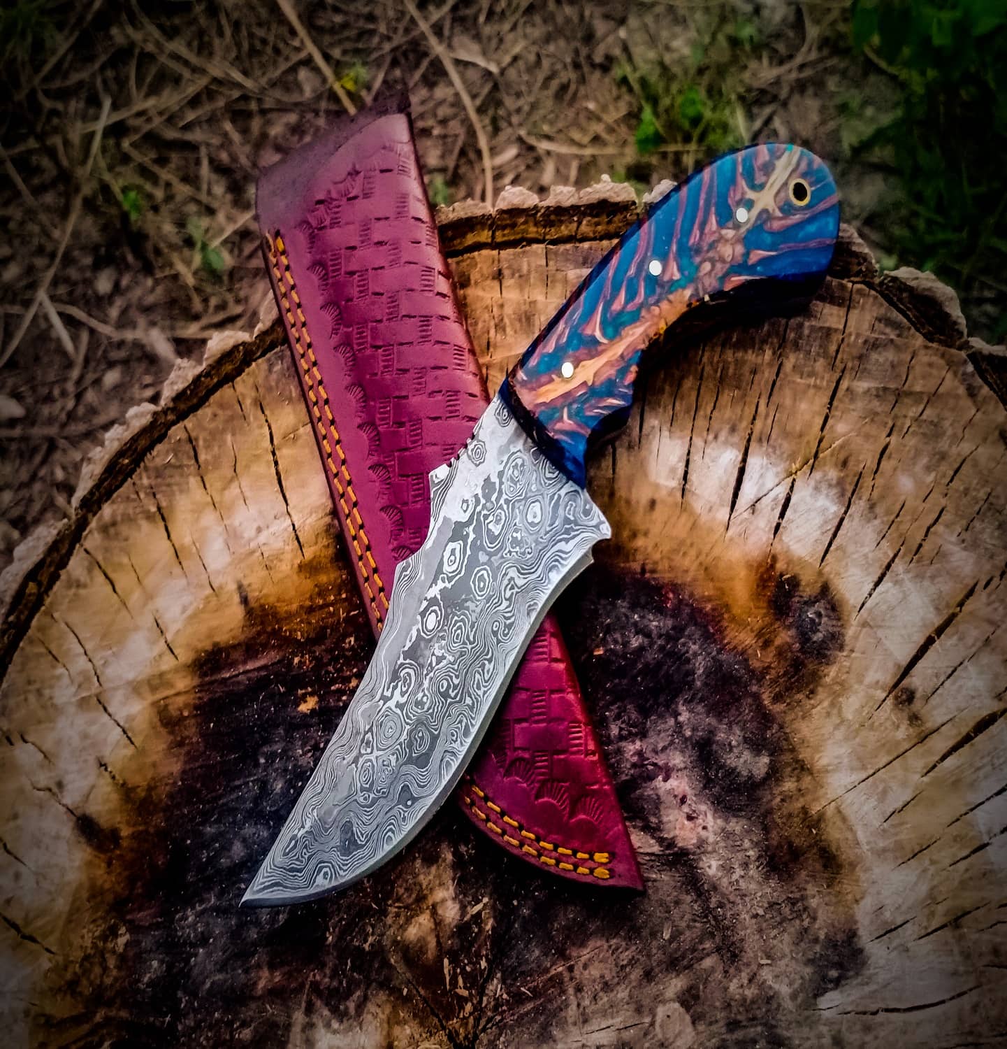 Full Tang Damascus Steel Skinning Knife Full Tang Damascus Steel Skinning Knife