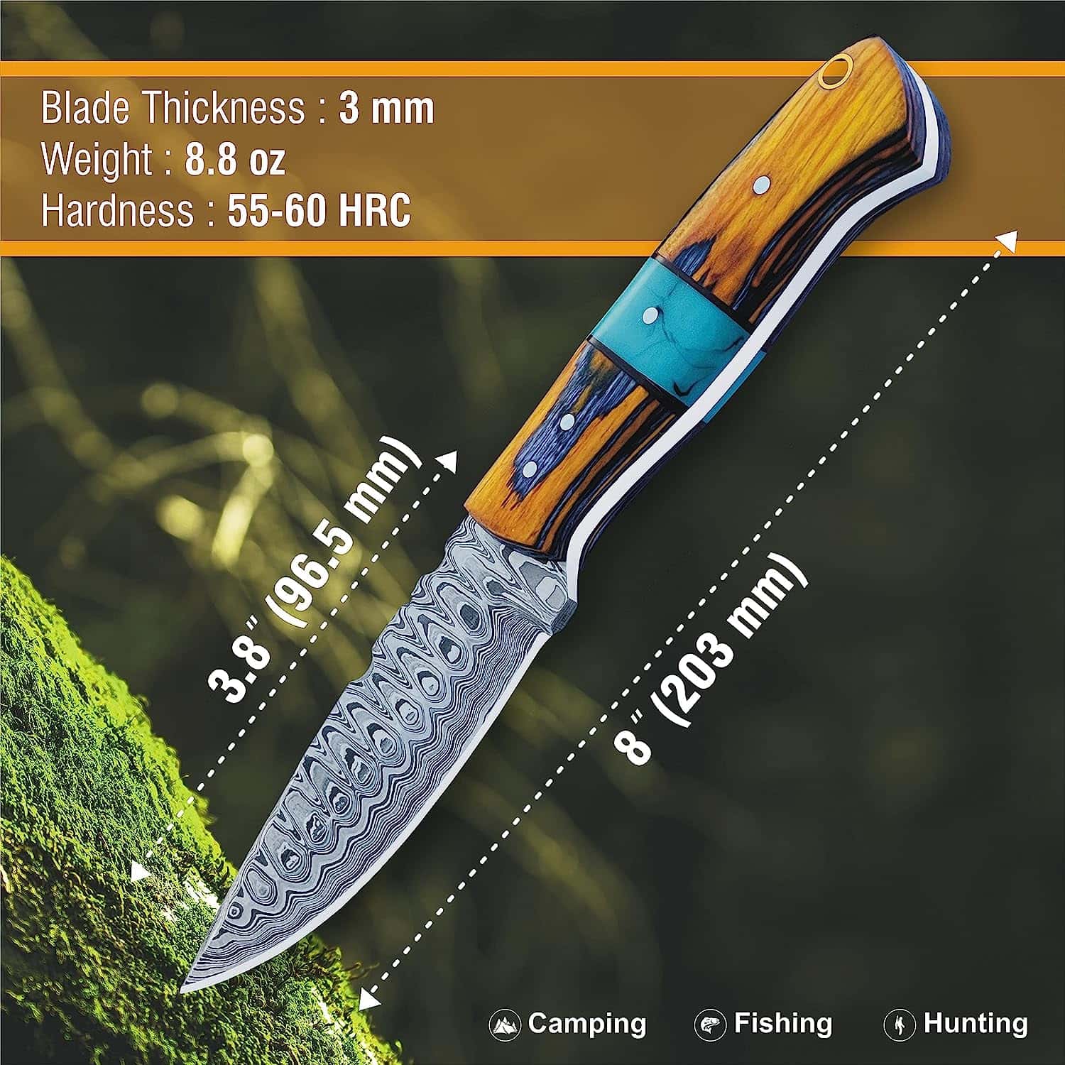 Damascus Steel Skinning Hunting Knife Damascus Steel Skinning Hunting Knife